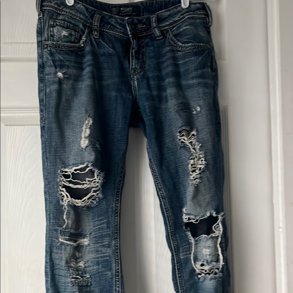 Distressed Blue Jeans
